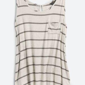 MARKET & SPRUCE Merrit One Pocket Knit Tank, Off White with Black Stripes, 3X